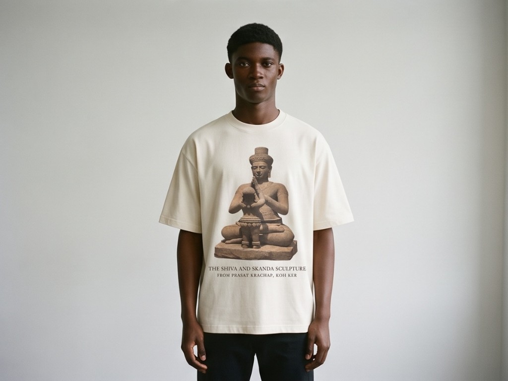 Shiva and Skanda Cream T-Shirt, Front Look